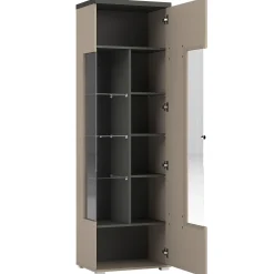 Garnero Arredamenti Parete attrezzata 325x180h cm moderna con vetrina beige grigio Matt Best