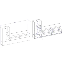 Garnero Arredamenti Parete attrezzata 325x180h cm moderna con vetrina beige grigio Matt Best