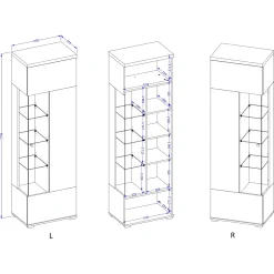 Garnero Arredamenti Parete attrezzata 325x180h cm moderna con vetrina beige grigio Matt Best
