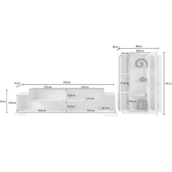 Garnero Arredamenti Parete attrezzata 290x121h cm moderna bianco lucido acero Milos Gihome® Bianco Lucido - Rovere Rustico Online