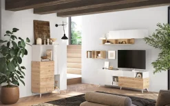 Garnero Arredamenti Parete attrezzata 181x205h cm moderna bianco lucido rovere chiaro Witty Rovere - Bianco Lucido Best