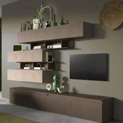 Garnero Arredamenti Parete attrezzata 276x190h cm moderna tortora marrone bronzo Sunset 26 Tortora - Bronzo Sale