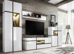 Garnero Arredamenti Parete attrezzata 310x197h cm moderna bianco lucido Mackay Gihome® Hot