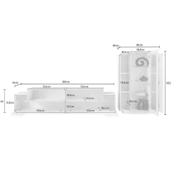 Garnero Arredamenti Parete attrezzata 290x121h cm moderna bianco lucido cemento Milos Gihome® Cemento - Bianco Lucido Clearance