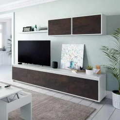 Garnero Arredamenti Parete attrezzata 200x145h cm moderna soggiorno bianco opaco ossido Itaca Ossido - Bianco opaco Sale