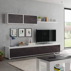 Garnero Arredamenti Parete attrezzata 200x145h cm  moderna soggiorno bianco opaco ossido Itaca Ossido - Bianco opaco Sale