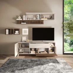 Garnero Arredamenti Parete attrezzata 181x205h cm moderna beige rovere scuro Witty Noce - Beige Online