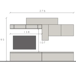 Garnero Arredamenti Parete attrezzata 276x195h cm moderna beige ossido rovere chiaro Sunset 66 Outlet