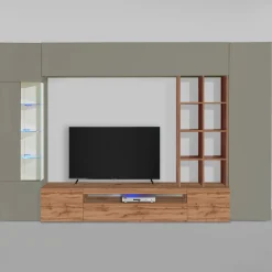 Garnero Arredamenti Parete attrezzata 290x190h cm moderna tortora rovere Zenith Tortora - Rovere Sale