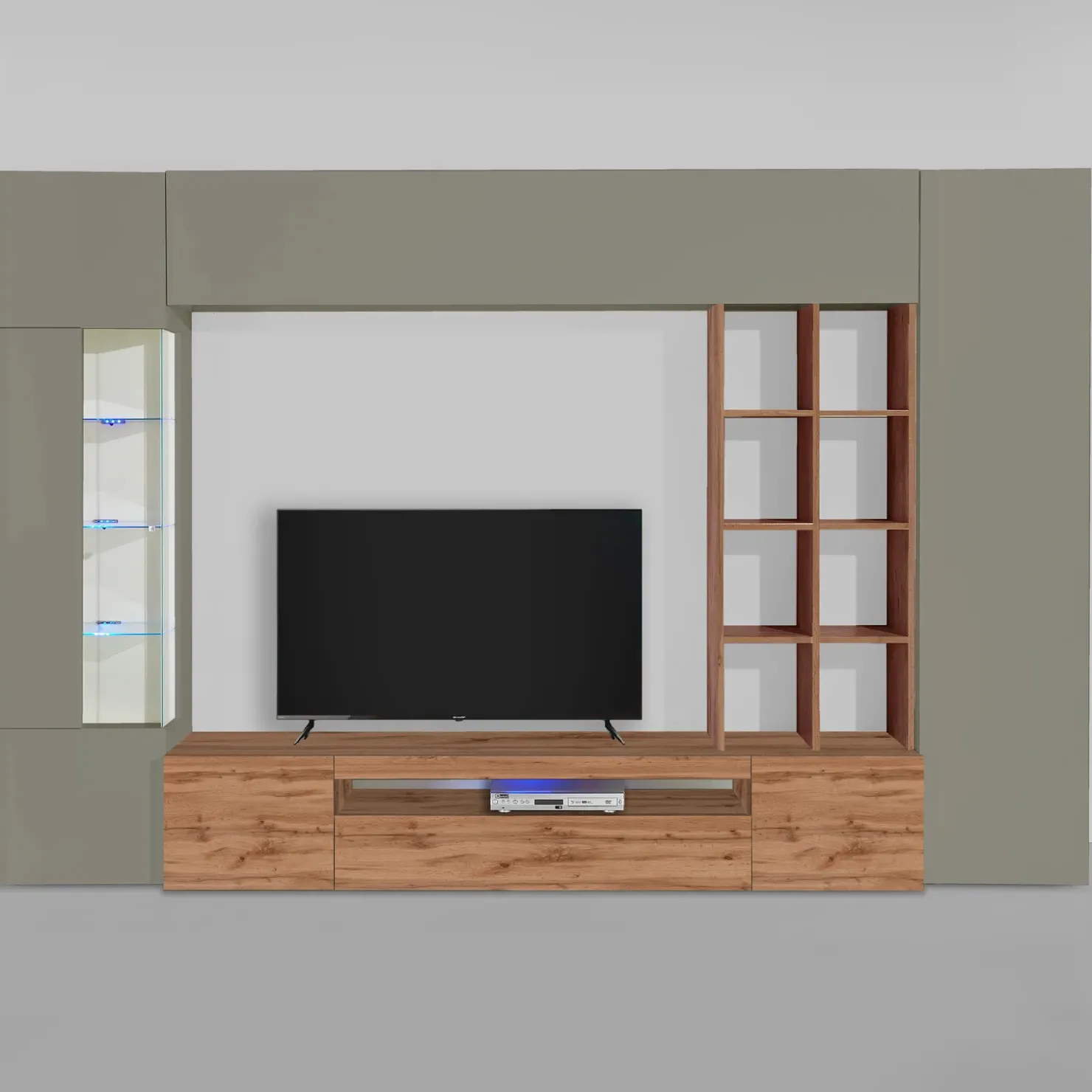 Garnero Arredamenti Parete attrezzata 290x190h cm moderna tortora rovere Zenith Tortora - Rovere Sale