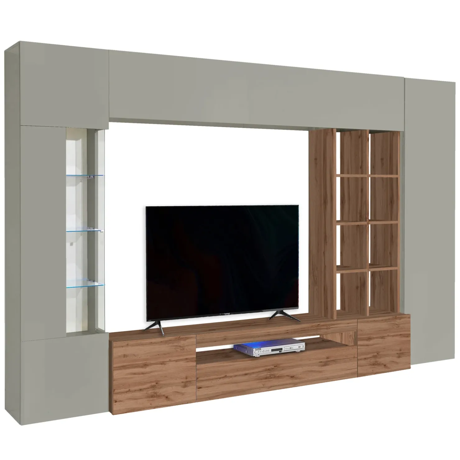 Garnero Arredamenti Parete attrezzata 290x190h cm moderna tortora rovere Zenith Tortora - Rovere Sale