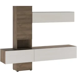 Garnero Arredamenti Parete attrezzata 240x196h cm moderna noce bianco spatolato Marlie New