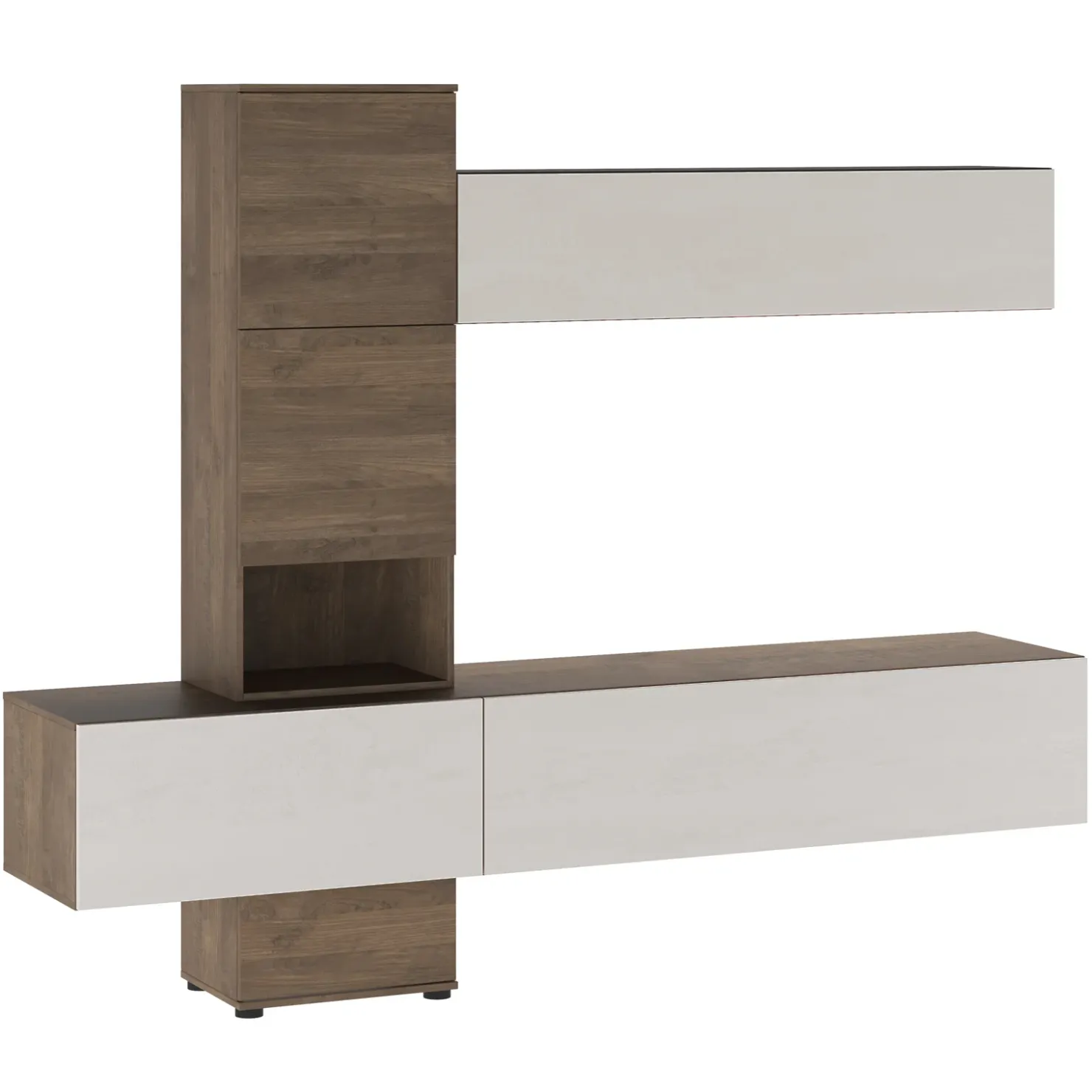 Garnero Arredamenti Parete attrezzata 240x196h cm moderna noce bianco spatolato Marlie New