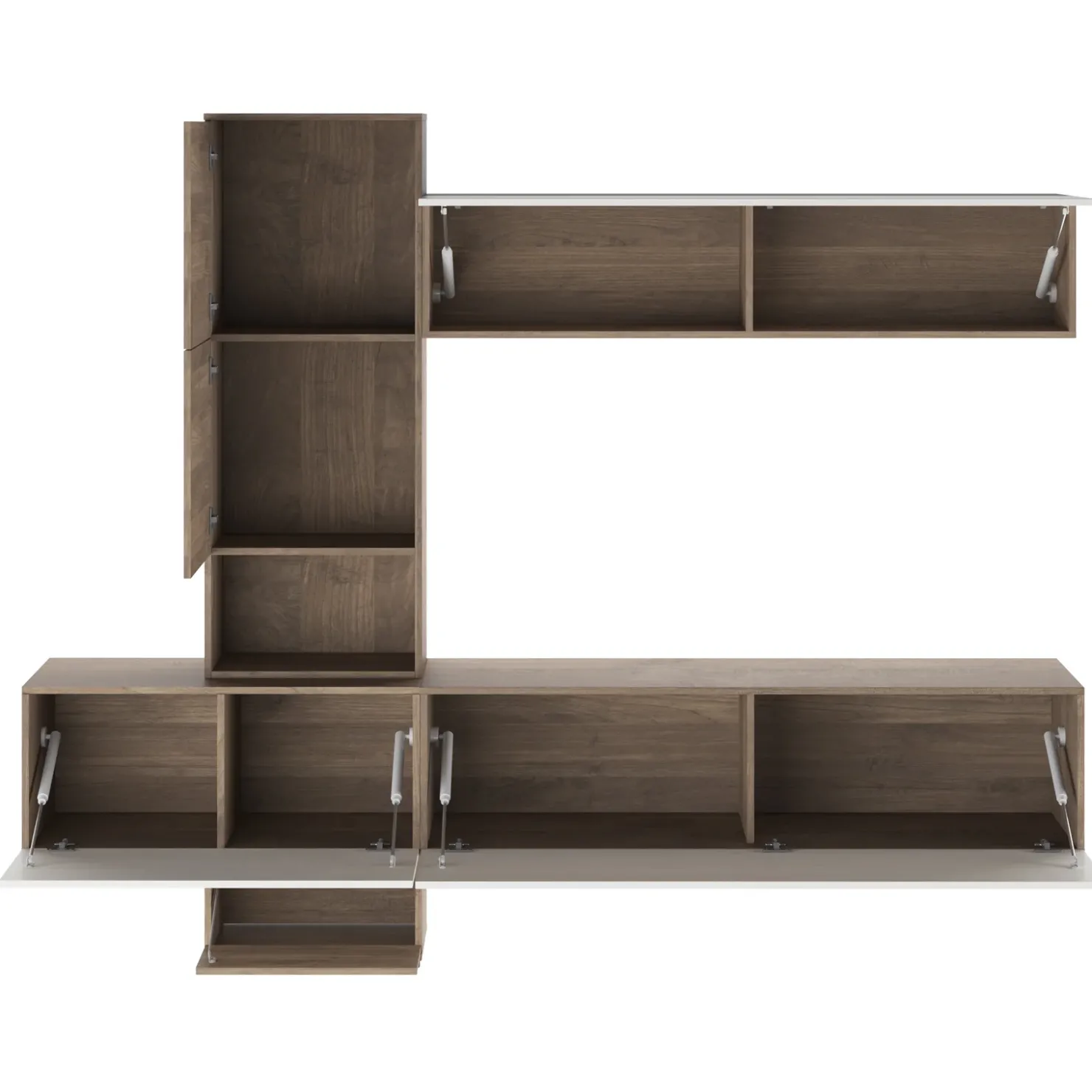 Garnero Arredamenti Parete attrezzata 240x196h cm moderna noce bianco spatolato Marlie New