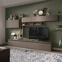 Garnero Arredamenti Parete attrezzata 336x200h cm moderna rovere marrone bronzo Sunset 32 Marrone - Bronzo Clearance