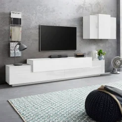 Garnero Arredamenti Parete attrezzata 240x180h cm moderna Milos Gihome® Bianco Lucido