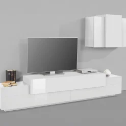 Garnero Arredamenti Parete attrezzata 240x180h cm moderna Milos Gihome® Bianco Lucido