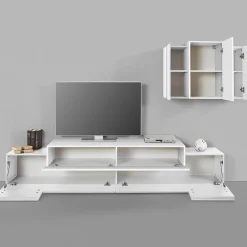 Garnero Arredamenti Parete attrezzata 240x180h cm moderna Milos Gihome® Bianco Lucido