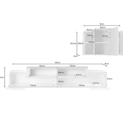 Garnero Arredamenti Parete attrezzata 240x180h cm moderna Milos Gihome® Bianco Lucido