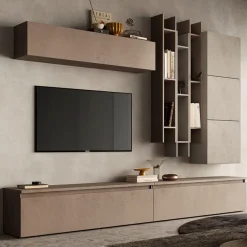 Garnero Arredamenti Parete attrezzata 276x210h cm moderna soggiorno marrone tortora Sunset 20 Online