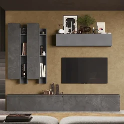 Garnero Arredamenti Parete attrezzata 276x210h cm moderna grigio scuro antracite Sunset 4 Antracite - Grigio Clearance