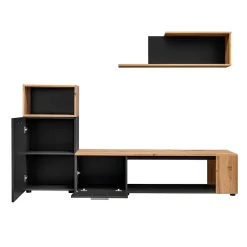 Garnero Arredamenti Parete attrezzata 200x160h cm moderna nero opaco rovere Caravaggio Nero Opaco - Rovere Rustico Hot