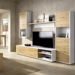 Garnero Arredamenti Parete attrezzata 220x175h cm moderna legno rovere bianco Matias Clearance