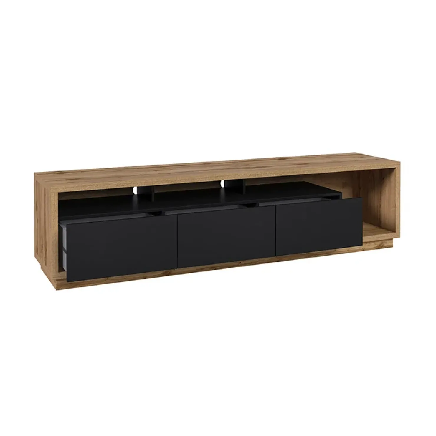 Garnero Arredamenti Parete attrezzata 251x196h cm moderna rovere nero Favorita Rovere - Nero opaco New