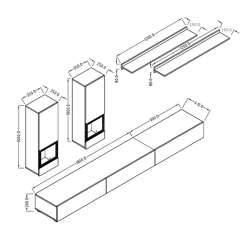 Garnero Arredamenti Parete attrezzata 270x176h cm moderna noce antico nero frassinato Emotion Gihome® Nero Frassinato - Noce Outlet