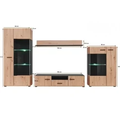 Garnero Arredamenti Parete attrezzata 310x190h cm moderna rovere nero opaco York Gihome® Rovere Rustico Best