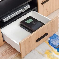 Garnero Arredamenti Parete attrezzata 310x190h cm moderna rovere nero opaco York Gihome® Rovere Rustico Best