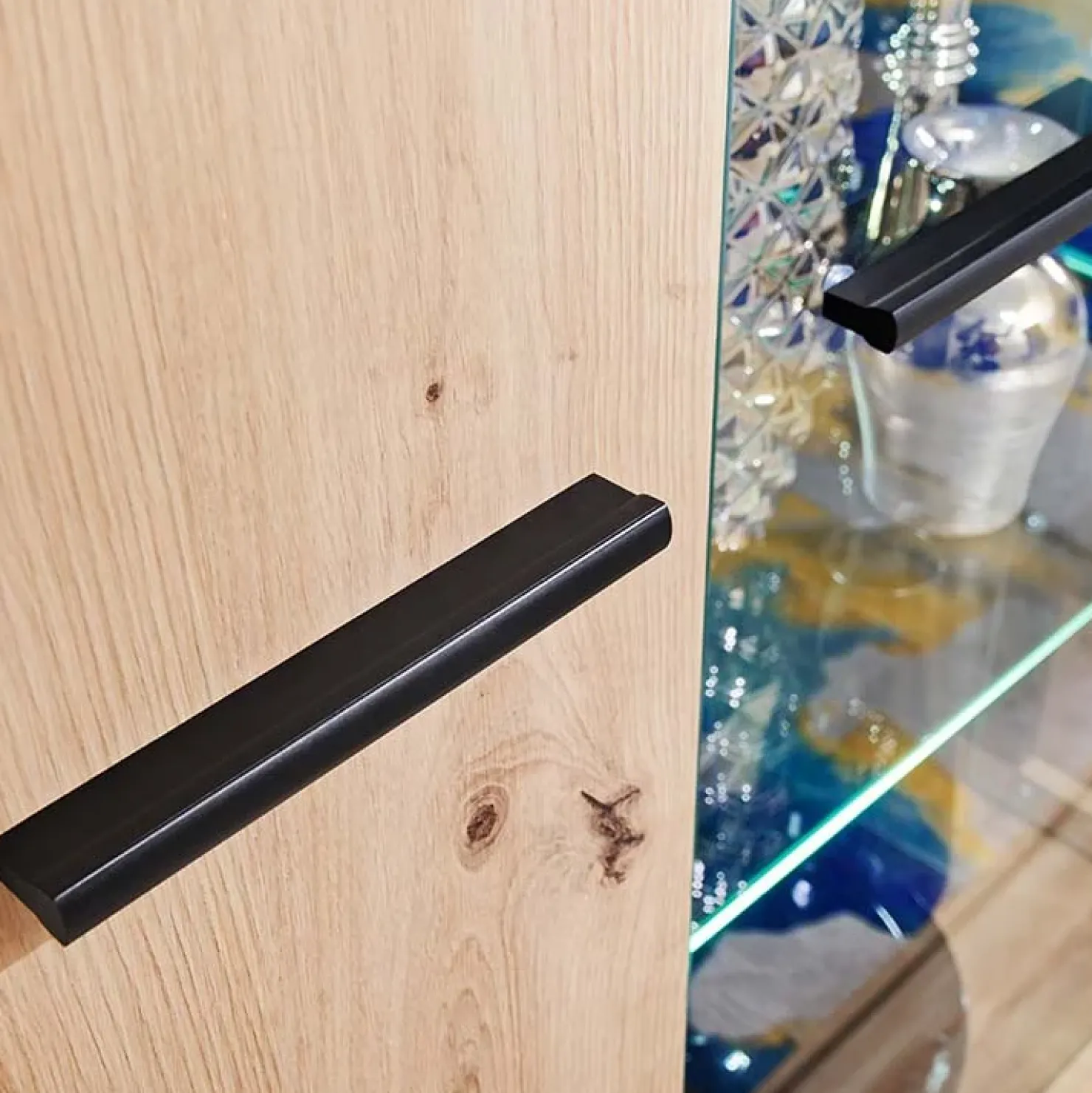 Garnero Arredamenti Parete attrezzata 310x190h cm moderna rovere nero opaco York Gihome® Rovere Rustico Best