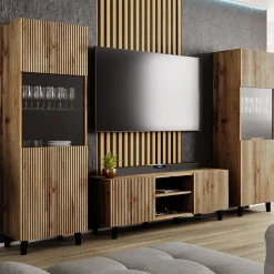 Garnero Arredamenti Parete attrezzata 290x183h cm moderna cannettato quercia Essence Hot