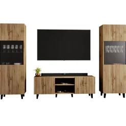 Garnero Arredamenti Parete attrezzata 290x183h cm moderna cannettato quercia Essence Hot