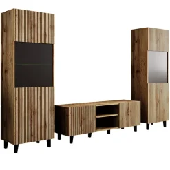 Garnero Arredamenti Parete attrezzata 290x183h cm moderna cannettato quercia Essence Hot