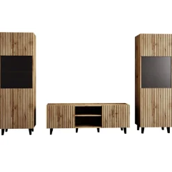 Garnero Arredamenti Parete attrezzata 290x183h cm moderna cannettato quercia Essence Hot