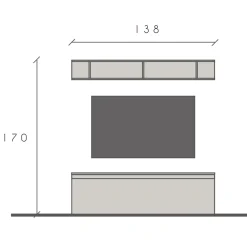 Garnero Arredamenti Parete attrezzata 138x170h cm moderna bianco lucido rovere chiaro Sunset 93 Clearance