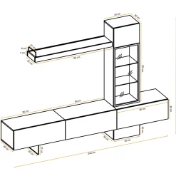 Garnero Arredamenti Parete attrezzata 240x170h cm moderna soggiorno rovere antico Dalì Sale
