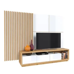 Garnero Arredamenti Parete attrezzata 251x196h cm moderna bianco lucido rovere Favorita Rovere - Bianco Lucido Sale