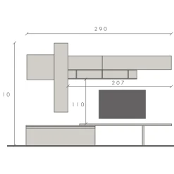 Garnero Arredamenti Parete attrezzata 290x210h cm moderna beige marrone rovere scuro Sunset 81 Best