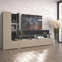 Garnero Arredamenti Parete attrezzata 270x162h cm moderna beige grigio Matt Best