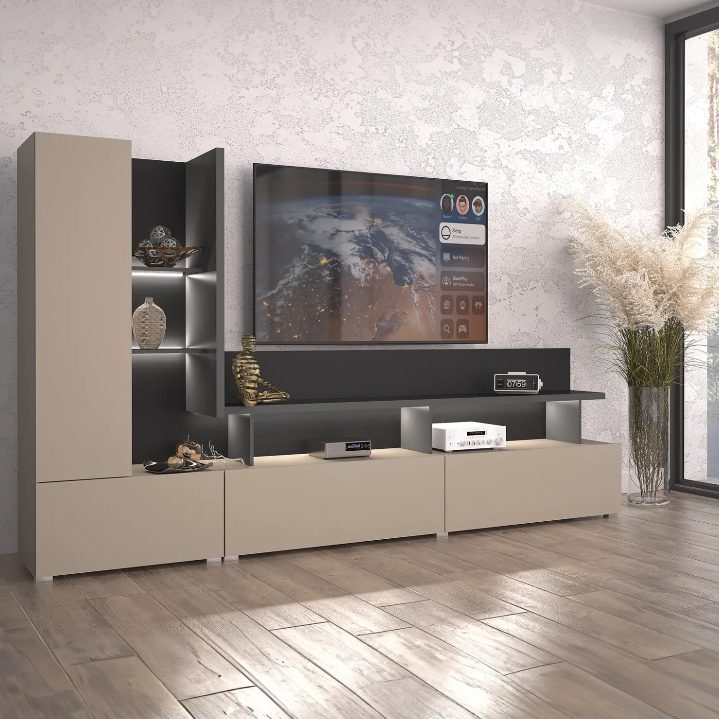 Garnero Arredamenti Parete attrezzata 270x162h cm moderna beige grigio Matt Best