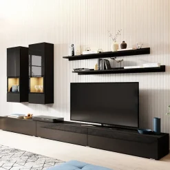 Garnero Arredamenti Parete attrezzata 270x176h cm moderna nero Emotion Gihome® Nero Lucido Sale