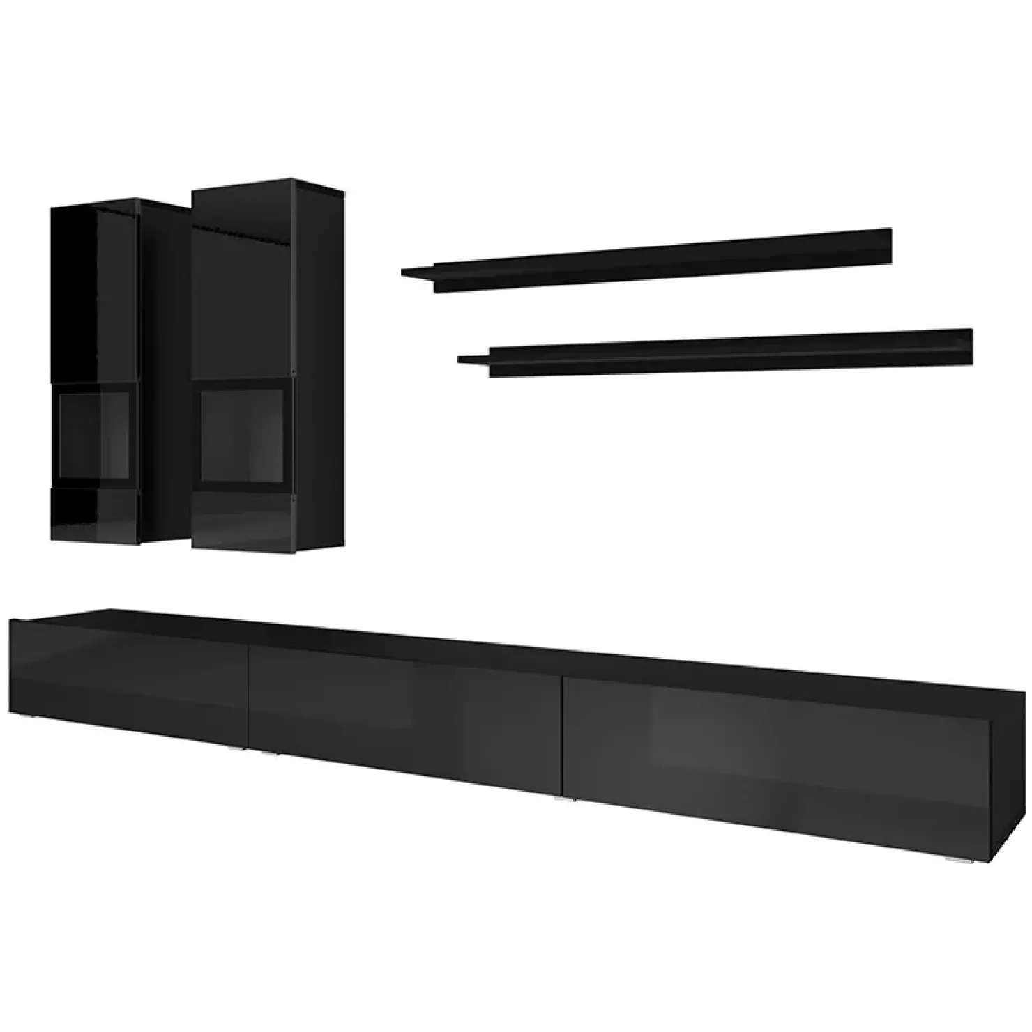 Garnero Arredamenti Parete attrezzata 270x176h cm moderna nero Emotion Gihome® Nero Lucido Sale