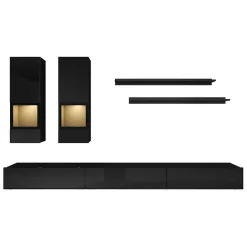 Garnero Arredamenti Parete attrezzata 270x176h cm moderna nero Emotion Gihome® Nero Lucido Sale