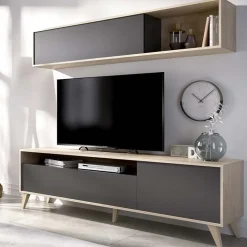 Garnero Arredamenti Parete attrezzata 180x166h cm moderna soggiorno rovere grafite Edgar Best