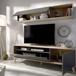 Garnero Arredamenti Parete attrezzata 180x166h cm moderna soggiorno rovere grafite Edgar Best