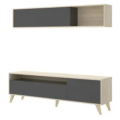 Garnero Arredamenti Parete attrezzata 180x166h cm moderna soggiorno rovere grafite Edgar Best