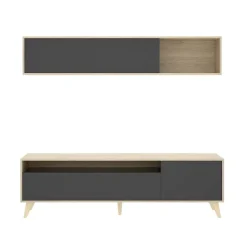 Garnero Arredamenti Parete attrezzata 180x166h cm moderna soggiorno rovere grafite Edgar Best