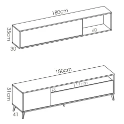 Garnero Arredamenti Parete attrezzata 180x166h cm moderna soggiorno rovere grafite Edgar Best